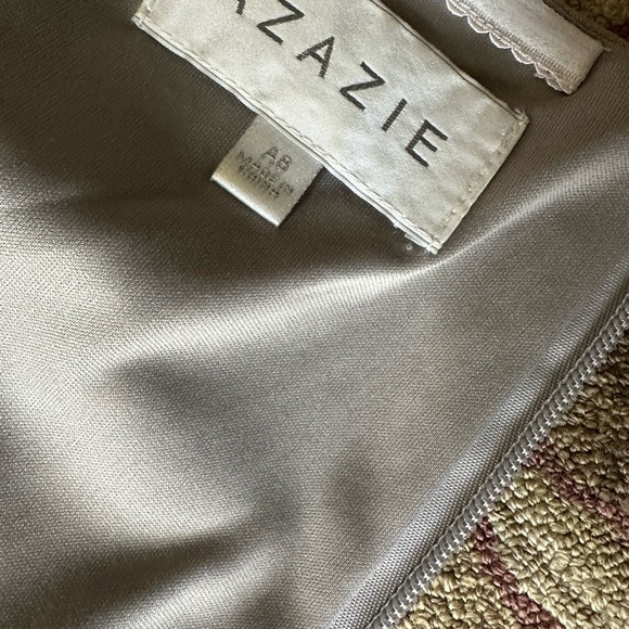 Azazie Grey Jersey Material Floor Length Dress - Picture 4 of 6